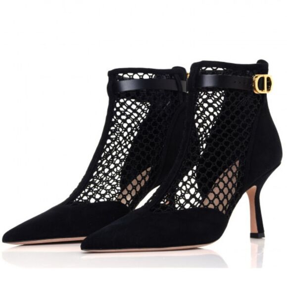 Dior “Dior-I” Suede and Mesh Booties Ankle Boots Black Size 7 - Picture 2 of 13